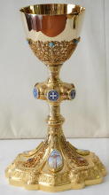 Solid silver gilt antique French Gothic Chalice.